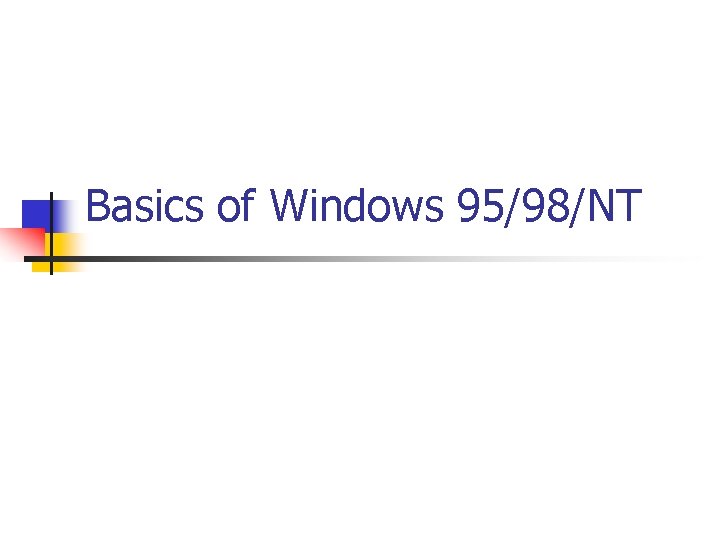 Basics of Windows 95/98/NT 