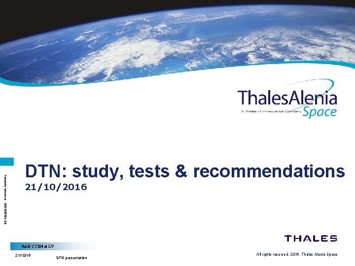 Template reference 100181670 SEN DTN study tests recommendations