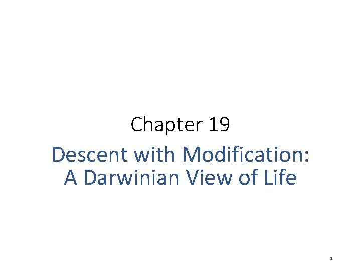 Chapter 19 Descent with Modification: A Darwinian View of Life 1 