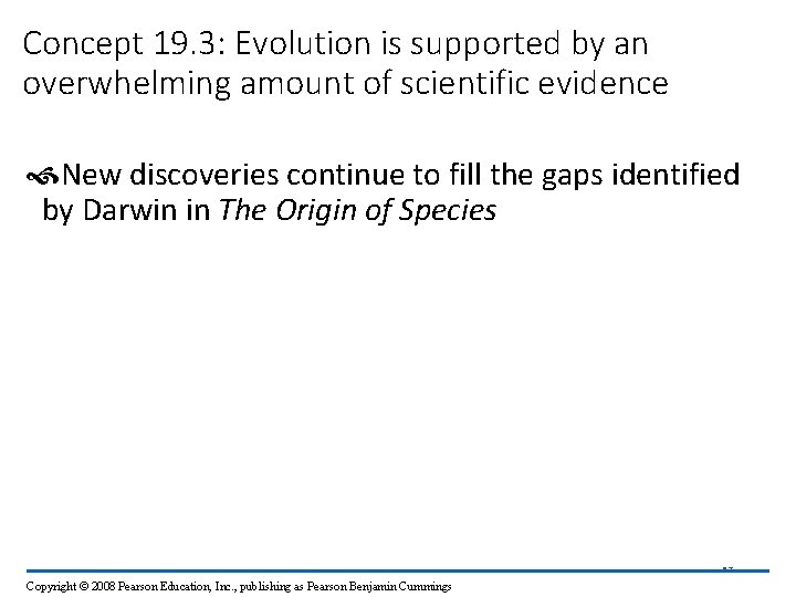 Concept 19. 3: Evolution is supported by an overwhelming amount of scientific evidence New