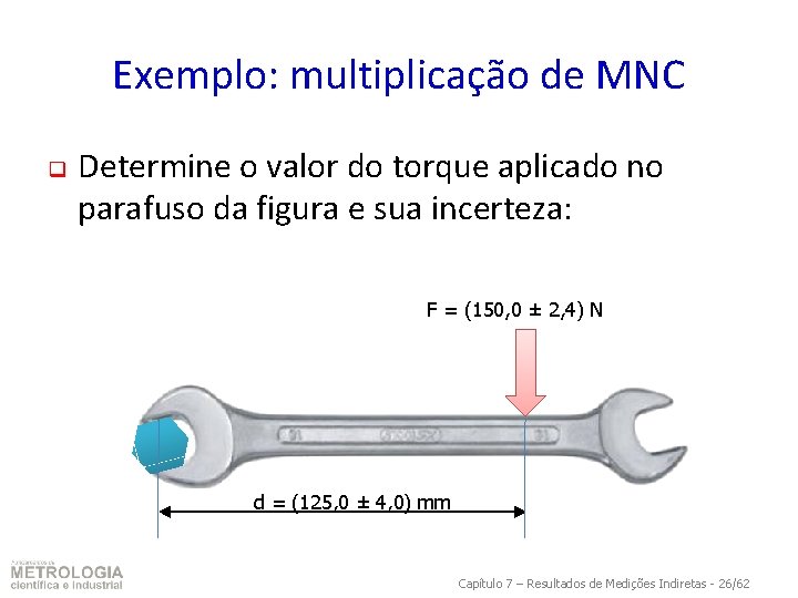 Exemplo: multiplicação de MNC q Determine o valor do torque aplicado no parafuso da