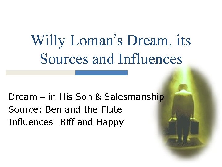 Willy Loman’s Dream, its Sources and Influences Dream – in His Son & Salesmanship