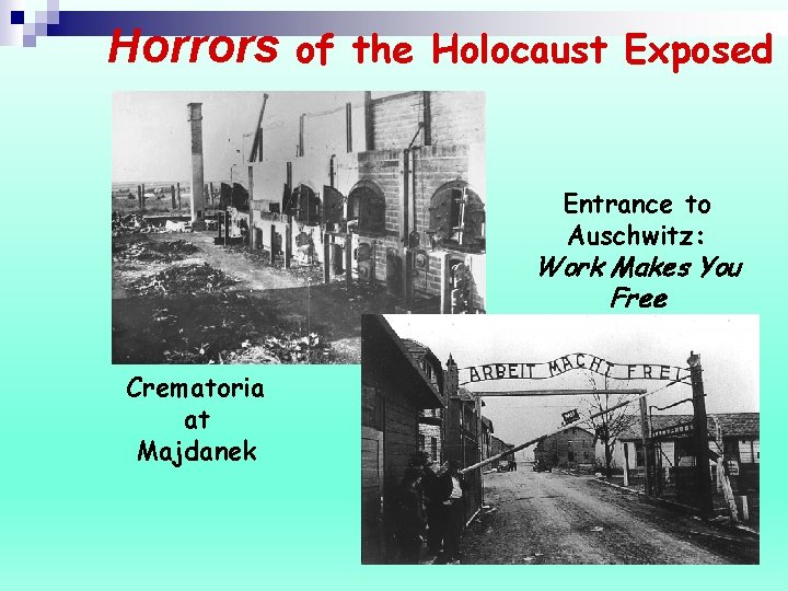 Horrors of the Holocaust Exposed Entrance to Auschwitz: Work Makes You Free Crematoria at