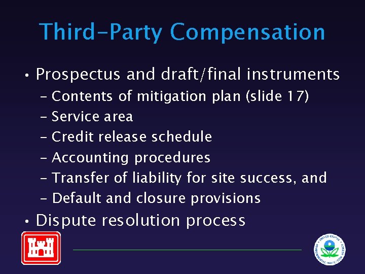Third-Party Compensation • Prospectus and draft/final instruments – Contents of mitigation plan (slide 17)