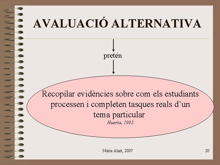 AVALUACIÓ ALTERNATIVA pretén Recopilar evidències sobre com els estudiants processen i completen tasques reals