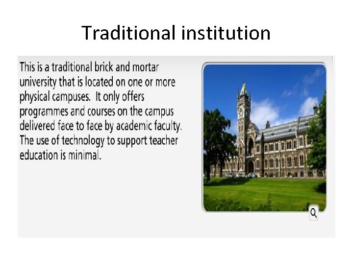 Traditional institution 