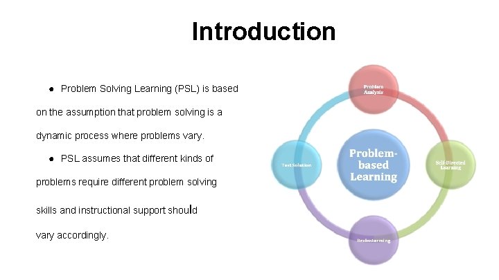 Introduction ● Problem Solving Learning (PSL) is based on the assumption that problem solving