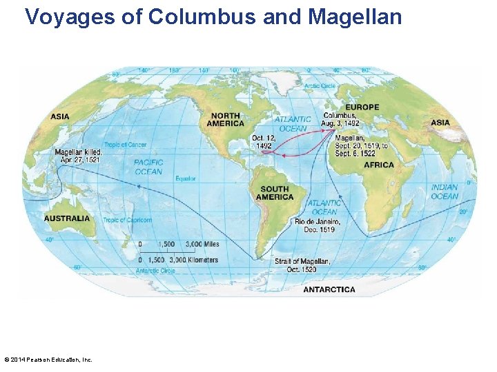 Voyages of Columbus and Magellan © 2014 Pearson Education, Inc. 