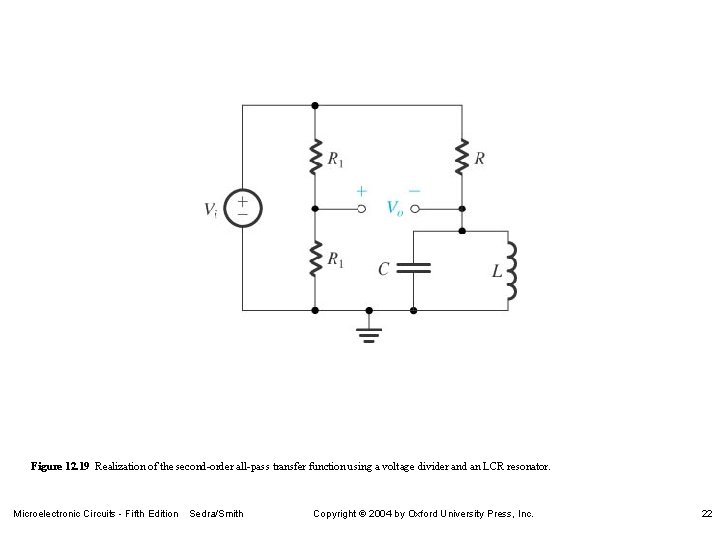 Figure 12. 19 Realization of the second-order all-pass transfer function using a voltage divider