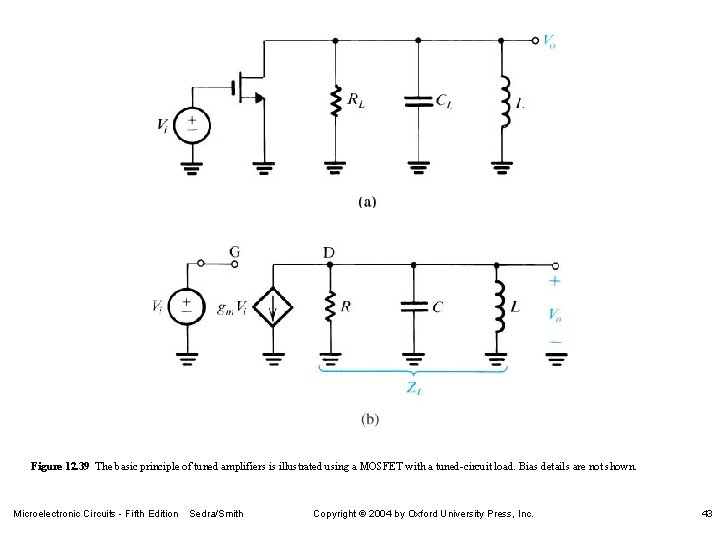 Figure 12. 39 The basic principle of tuned amplifiers is illustrated using a MOSFET