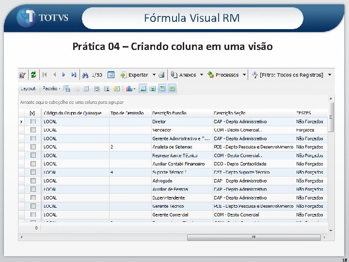 Fórmula Visual RM Prática 04 – Criando coluna em uma visão 18 