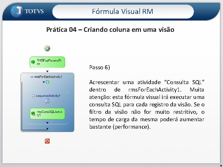 Fórmula Visual RM Prática 04 – Criando coluna em uma visão Passo 6) Acrescentar Fórmula Visual RM Prática 04 – Criando coluna em uma visão Passo 6) Acrescentar
