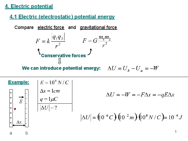 4 Electric potential 4 1 Electric electrostatic potential