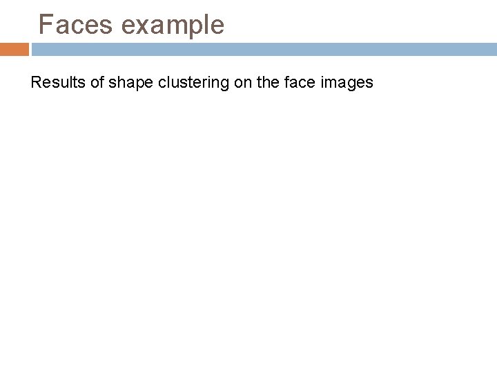 Faces example Results of shape clustering on the face images 