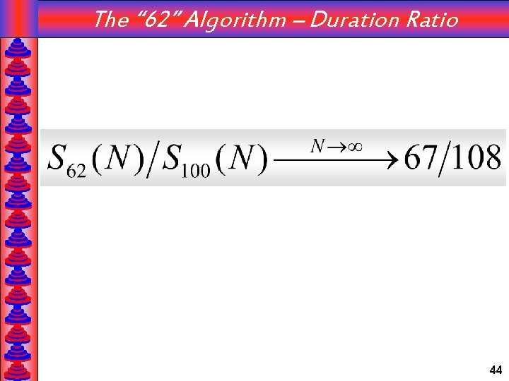 The “ 62” Algorithm – Duration Ratio 44 