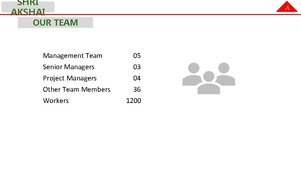 SHRI AKSHAI A OUR TEAM Management Team Senior Managers Project Managers Other Team Members