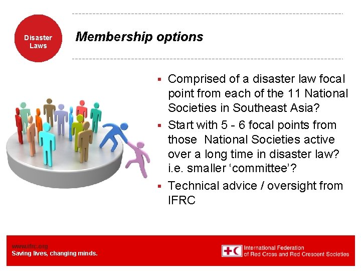 Disaster Laws Membership options Comprised of a disaster law focal point from each of