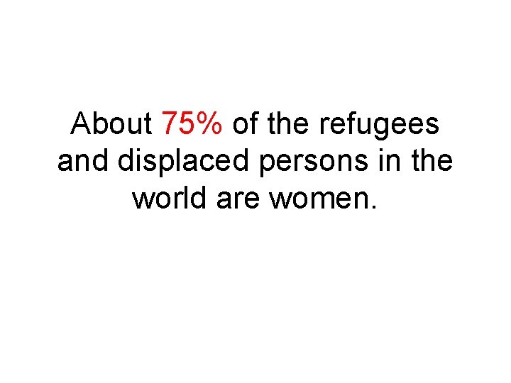 About 75% of the refugees and displaced persons in the world are women. 