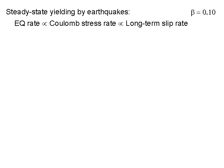 Steady-state yielding by earthquakes: EQ rate µ Coulomb stress rate µ Long-term slip rate