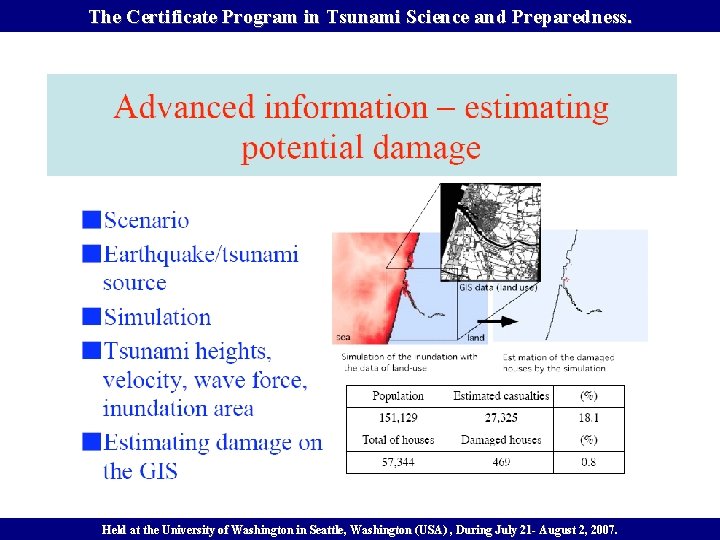 The Certificate Program in Tsunami Science and Preparedness. Held at the University of Washington