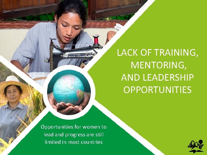 LACK OF TRAINING, MENTORING, AND LEADERSHIP OPPORTUNITIES Opportunities for women to lead and progress