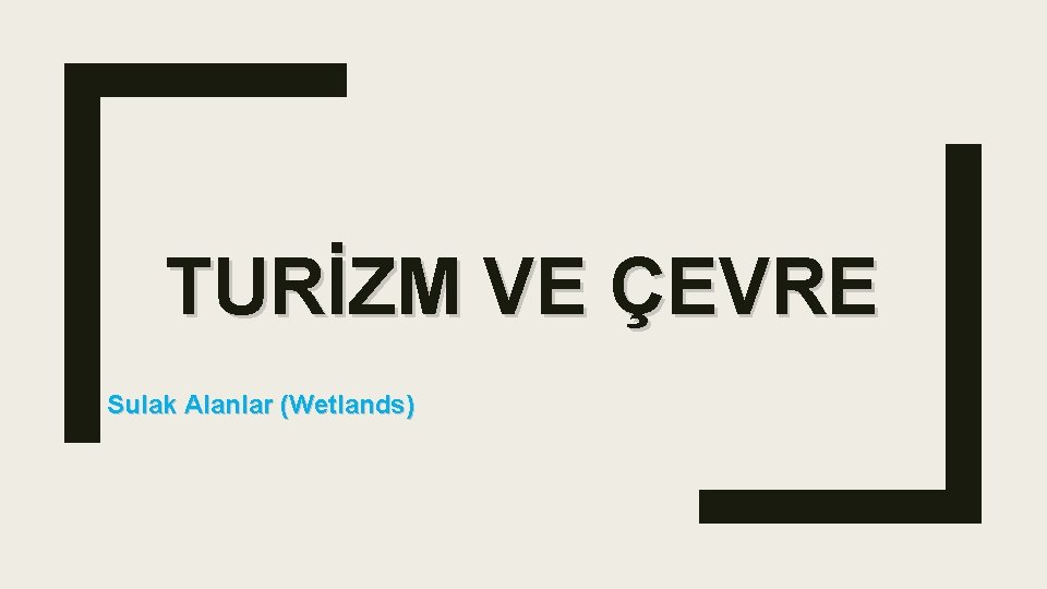 TURİZM VE ÇEVRE Sulak Alanlar (Wetlands) 