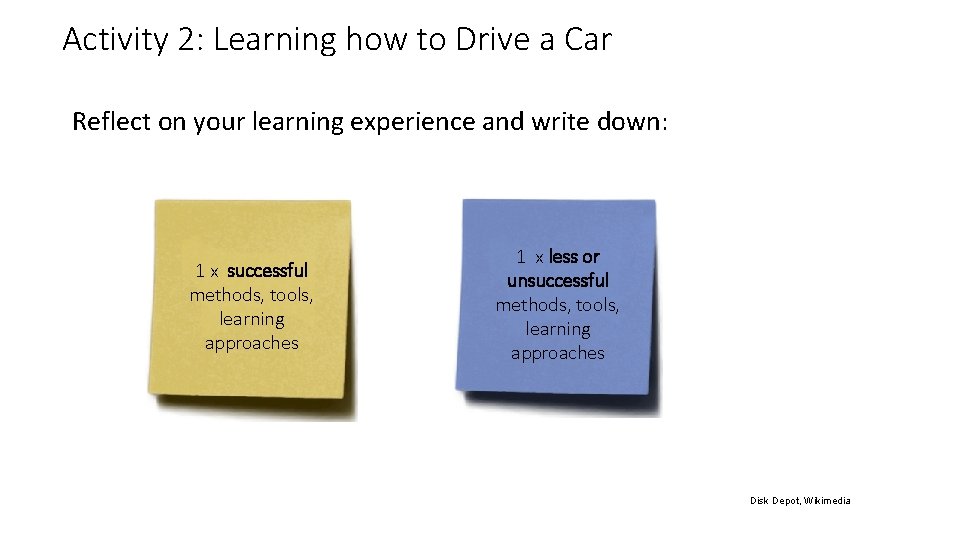 Activity 2: Learning how to Drive a Car Reflect on your learning experience and