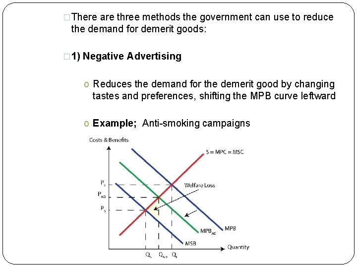 �There are three methods the government can use to reduce the demand for demerit