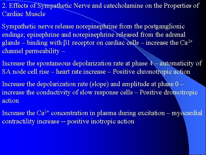 2. Effects of Sympathetic Nerve and catecholamine on the Properties of Cardiac Muscle Sympathetic