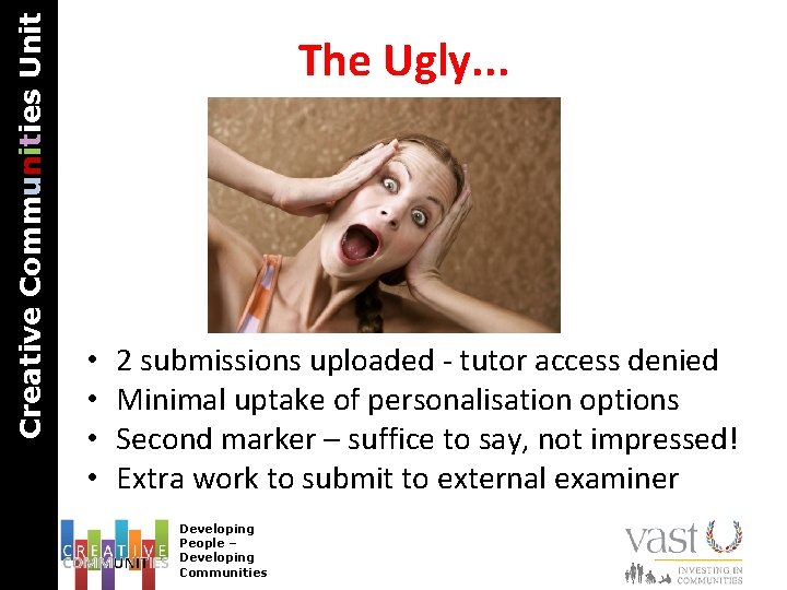 Creative Communities Unit The Ugly. . . • • 2 submissions uploaded - tutor
