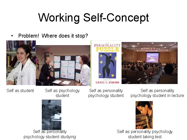 Working Self-Concept • Problem! Where does it stop? Self as student Self as psychology