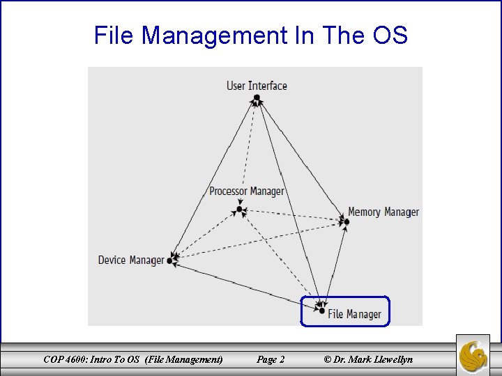 File Management In The OS COP 4600: Intro To OS (File Management) Page 2