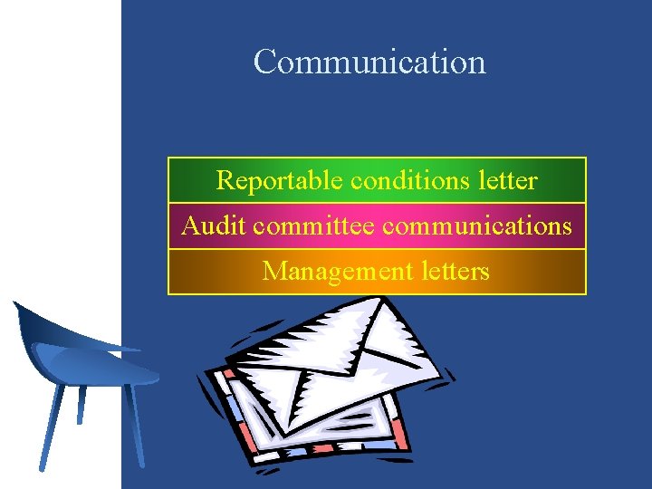 Communication Reportable conditions letter Audit committee communications Management letters 