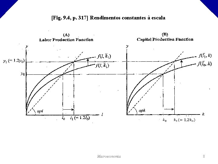 [Fig. 9. 4, p. 317] Rendimentos constantes à escala Macroeconomia 8 