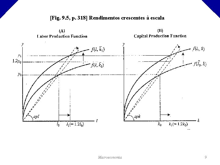 [Fig. 9. 5, p. 318] Rendimentos crescentes à escala Macroeconomia 9 