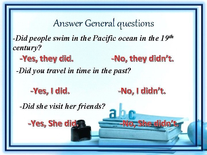 Answer General questions -Did people swim in the Pacific ocean in the 19 th