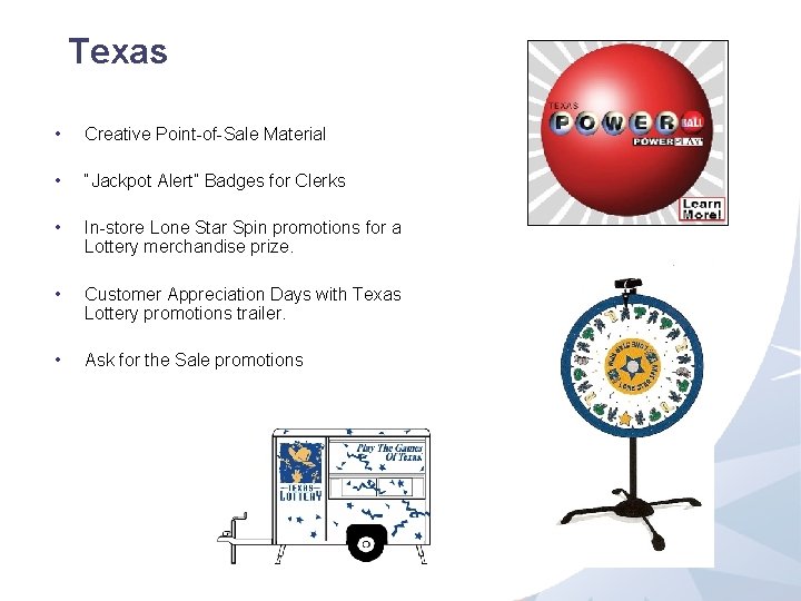 Texas • Creative Point-of-Sale Material • “Jackpot Alert” Badges for Clerks • In-store Lone