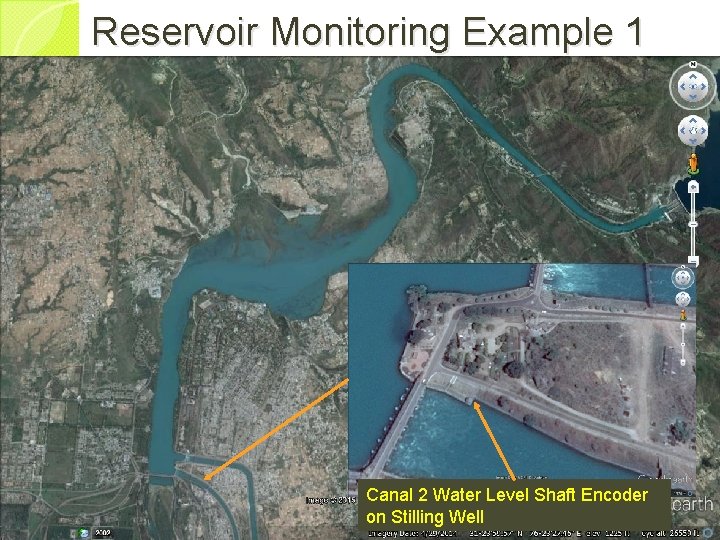 Reservoir Monitoring Example 1 Canal 2 Water Level Shaft Encoder on Stilling Well 