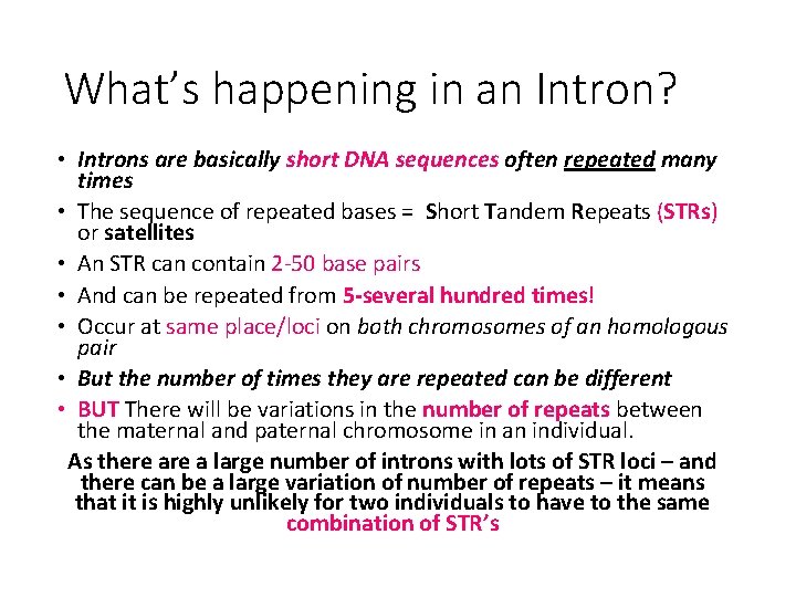 What’s happening in an Intron? • Introns are basically short DNA sequences often repeated