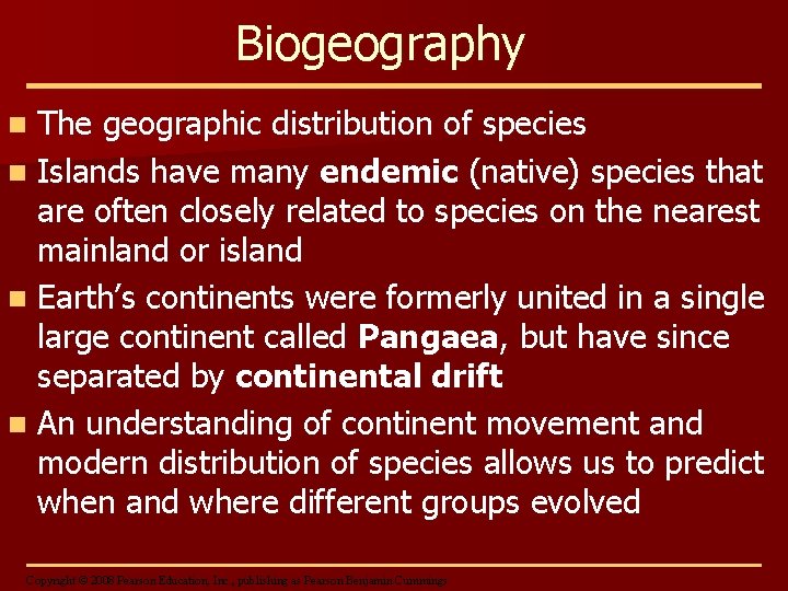 Biogeography The geographic distribution of species n Islands have many endemic (native) species that