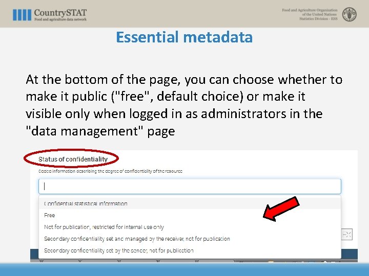 Essential metadata At the bottom of the page, you can choose whether to make