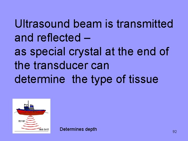 Ultrasound beam is transmitted and reflected – as special crystal at the end of