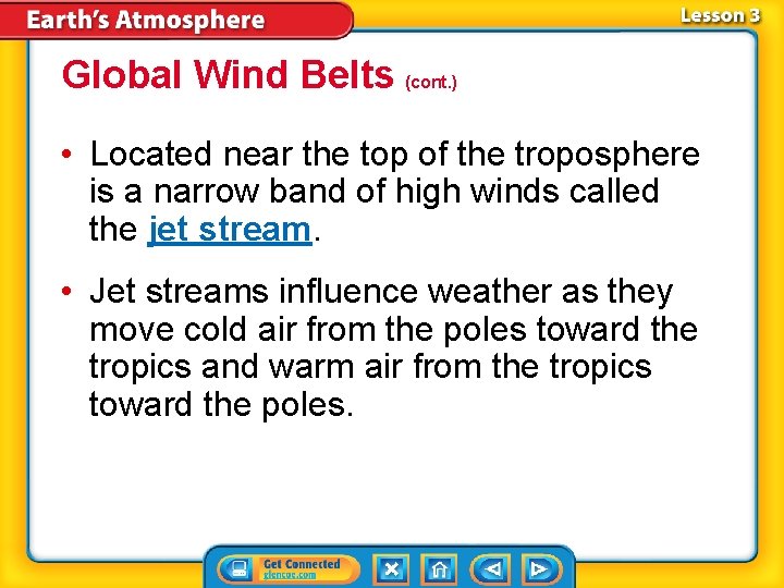 Global Wind Belts (cont. ) • Located near the top of the troposphere is