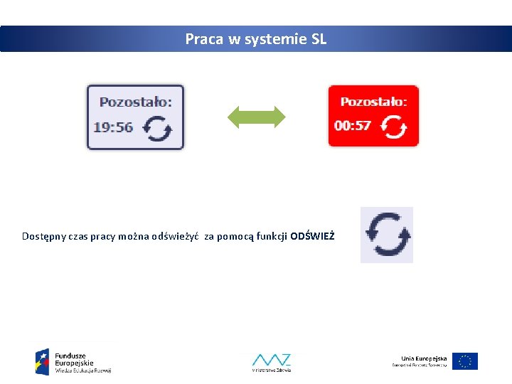 Praca w systemie SL Dostępny czas pracy można odświeżyć za pomocą funkcji ODŚWIEŻ 16