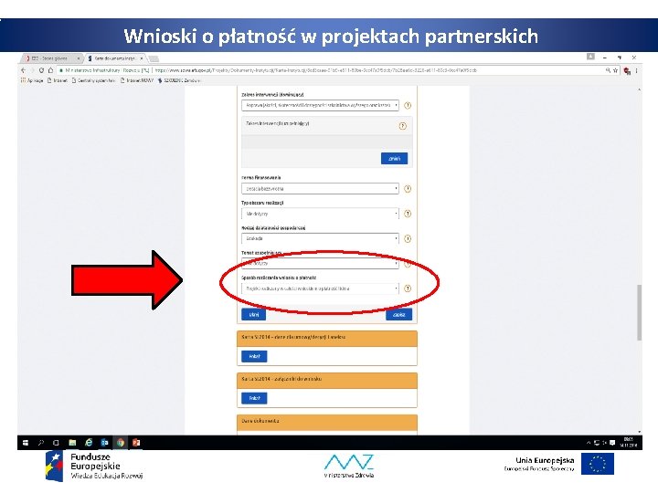 Wnioski o płatność w projektach partnerskich 