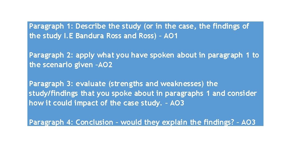 Paragraph 1: Describe the study (or in the case, the findings of the study