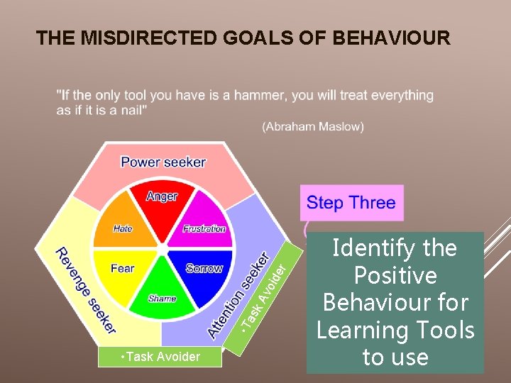  • Ta sk A vo ide r THE MISDIRECTED GOALS OF BEHAVIOUR •