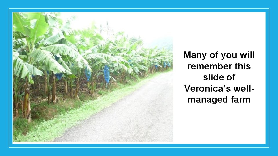 Many of you will remember this slide of Veronica’s wellmanaged farm 