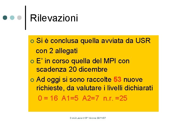 Rilevazioni Si è conclusa quella avviata da USR con 2 allegati ¢ E’ in