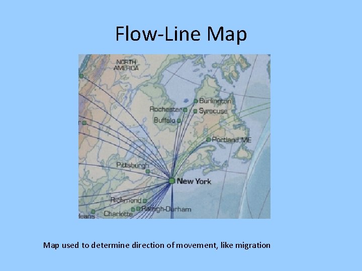 Flow-Line Map used to determine direction of movement, like migration 